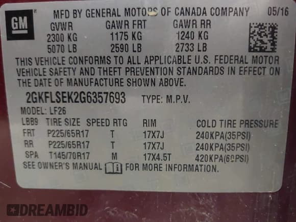 ✅ 2016 GMC Terrain SLE • VIN: 2GKFLSEK2G6357693 • Лот: 43153982. Опубликован ранее на IAAI с пробегом 92 356 миль. Бесплатный доступ к архиву аукционных продаж из США и подробный отчёт об истории автомобиля на DreamBid. Изображение 9.