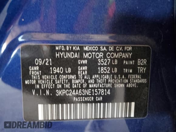 ✅ 2022 Hyundai Accent SE • VIN: 3KPC24A63NE157814 • Лот: 43779365. Опубликован ранее на Copart с пробегом 66 918 миль. Бесплатный доступ к архиву аукционных продаж из США и подробный отчёт об истории автомобиля на DreamBid. Изображение 12.