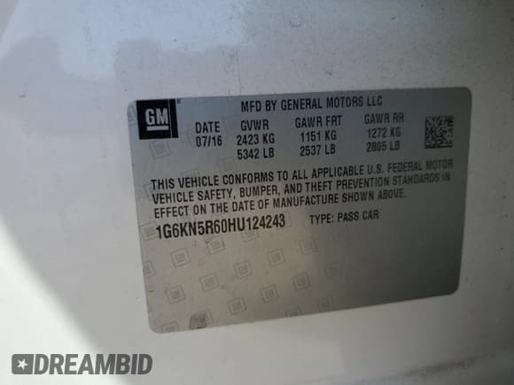 ✅ 2017 Cadillac CT6 Platinum AWD • VIN: 1G6KN5R60HU124243 • Lot: 69525924. Listed on Copart with 95,601 mi. Free auction sales archive from the USA and detailed vehicle history report at DreamBid. Image 12.