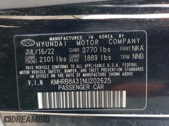 ✅ 2022 Hyundai Venue SE • VIN: KMHRB8A31NU202625 • Lot: 44795785. Listed on Copart with 66,102 mi. Free auction sales archive from the USA and detailed vehicle history report at DreamBid. Image 13.