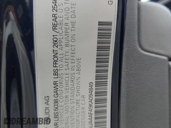 ✅ 2019 Audi S4 • VIN: WAUA4AF49KA094849 • Лот: 83116164. Опубликован ранее на Copart с пробегом 65 751 миль. Бесплатный доступ к архиву аукционных продаж из США и подробный отчёт об истории автомобиля на DreamBid. Изображение 12.