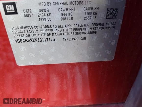 ✅ 2018 Cadillac CTS Luxury RWD • VIN: 1G6AR5SX9J0117176 • Lot: 81856135. Listed on Copart with 118,832 mi. Free auction sales archive from the USA and detailed vehicle history report at DreamBid. Image 13.