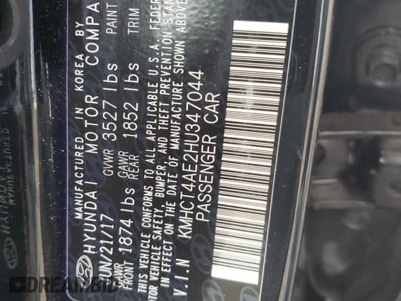 ✅ 2017 Hyundai Accent SE • VIN: KMHCT4AE2HU347044 • Лот: 72760204. Опубликован ранее на Copart с пробегом 65 490 миль. Бесплатный доступ к архиву аукционных продаж из США и подробный отчёт об истории автомобиля на DreamBid. Изображение 12.