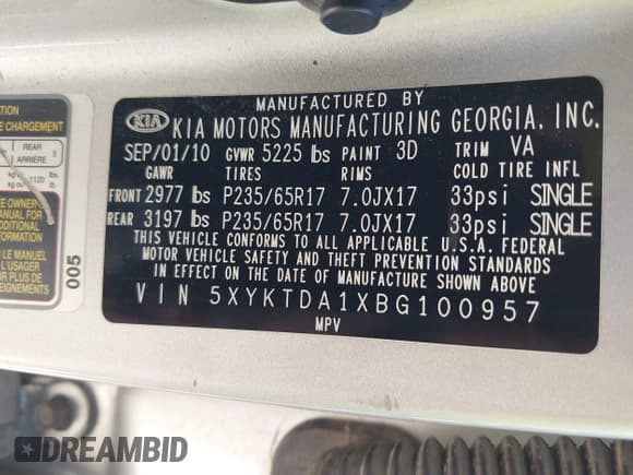 ✅ 2011 Kia Sorento LX • VIN: 5XYKTDA1XBG100957 • Lot: 43050357. Wystawiony na IAAI z przebiegiem 198 512 mil. Bezpłatny archiwum sprzedaży aukcyjnych z USA i szczegółowy raport historii pojazdu na DreamBid. Zdjęcie 9.