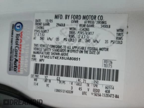 ✅ 2006 Ford Explorer Eddie Bauer • VIN: 1FMEU74EX6UA80851 • Lot: 53655065. Listed on Copart with 108,903 mi. Free auction sales archive from the USA and detailed vehicle history report at DreamBid. Image 12.