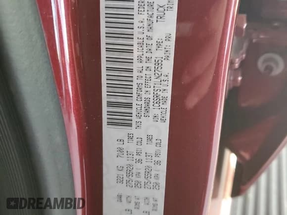 ✅ 2020 Ram 1500 Longhorn • VIN: 1C6SRFST1LN275951 • Lot: 80314604. Listed on Copart with 35,108 mi. Free auction sales archive from the USA and detailed vehicle history report at DreamBid. Image 12.