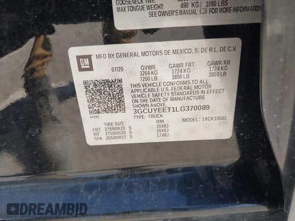 ✅ 2020 Chevrolet Silverado 1500 RST • VIN: 3GCUYEET1LG370089 • Lot: 42082115. Listed on IAAI with 57,447 mi. Free auction sales archive from the USA and detailed vehicle history report at DreamBid. Image 9.