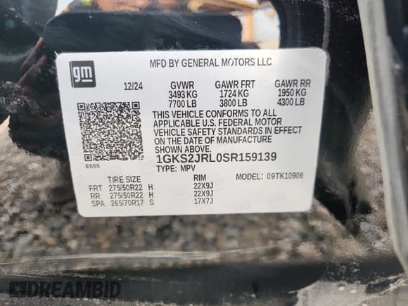 ✅ 2025 GMC Yukon XL Denali • VIN: 1GKS2JRL0SR159139 • Лот: 84263025. Опубликован ранее на Copart с пробегом 3 403 миль. Бесплатный доступ к архиву аукционных продаж из США и подробный отчёт об истории автомобиля на DreamBid. Изображение 13.