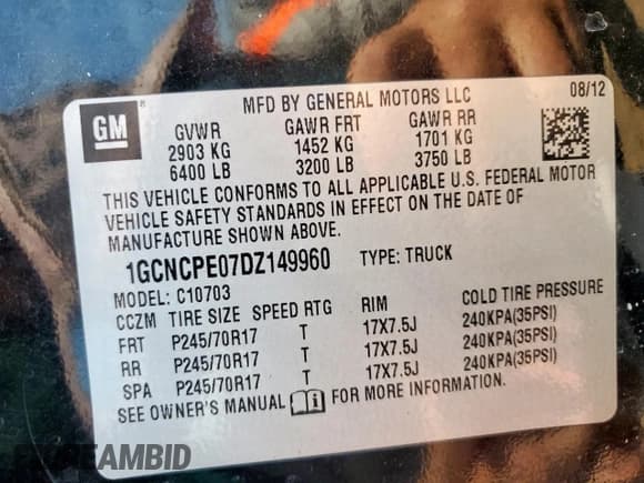 ✅ 2013 Chevrolet Silverado 1500 Work Truck • VIN: 1GCNCPE07DZ149960 • Lot: 70587415. Listed on Copart with 134,128 mi. Free auction sales archive from the USA and detailed vehicle history report at DreamBid. Image 13.