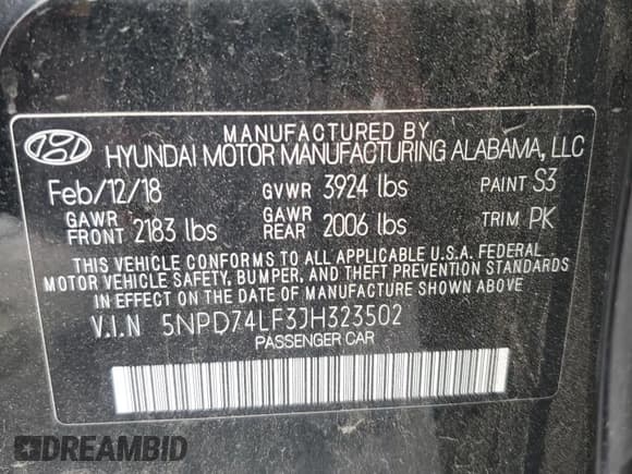 ✅ 2018 Hyundai Elantra SE • VIN: 5NPD74LF3JH323502 • Lot: 86773995. Listed on Copart with 125,669 mi. Free auction sales archive from the USA and detailed vehicle history report at DreamBid. Image 12.