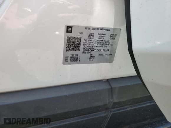 ✅ 2021 Chevrolet Suburban LS • VIN: 1GNSCBKD7MR173129 • Lot: 61256925. Listed on Copart with 67,845 mi. Free auction sales archive from the USA and detailed vehicle history report at DreamBid. Image 14.