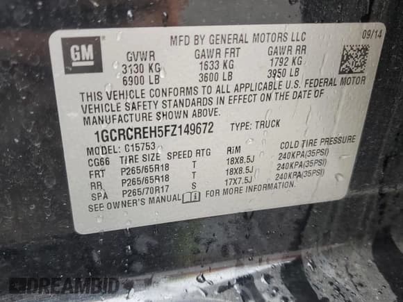 ✅ 2015 Chevrolet Silverado 1500 LT • VIN: 1GCRCREH5FZ149672 • Лот: 82121685. Опубликован ранее на Copart с пробегом 190 382 миль. Бесплатный доступ к архиву аукционных продаж из США и подробный отчёт об истории автомобиля на DreamBid. Изображение 12.