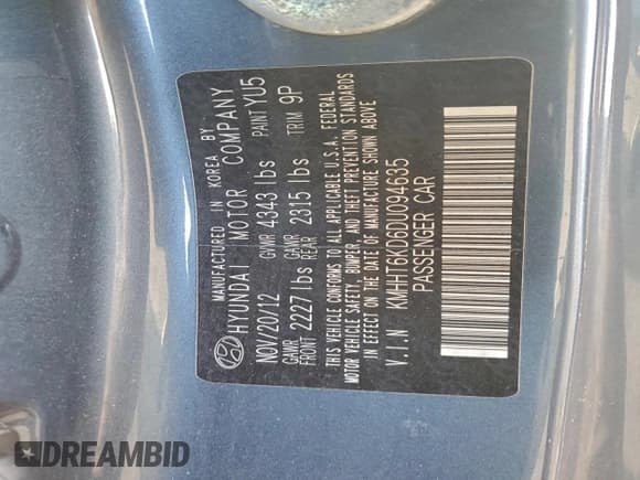 ✅ 2013 Hyundai Genesis Coupe Premium • VIN: KMHHT6KD6DU094635 • Lot: 96242365. Listed on Copart with 118,346 mi. Free auction sales archive from the USA and detailed vehicle history report at DreamBid. Image 12.