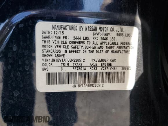 ✅ 2016 Infiniti Q70 • VIN: JN1BY1AP6GM220512 • Lot: 59299085. Wystawiony na Copart z przebiegiem 156 087 mil. Bezpłatny archiwum sprzedaży aukcyjnych z USA i szczegółowy raport historii pojazdu na DreamBid. Zdjęcie 12.