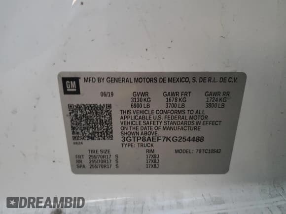 ✅ 2019 GMC Sierra 1500 • VIN: 3GTP8AEF7KG254488 • Лот: 84454124. Опубликован ранее на Copart с пробегом 99 032 миль. Бесплатный доступ к архиву аукционных продаж из США и подробный отчёт об истории автомобиля на DreamBid. Изображение 12.