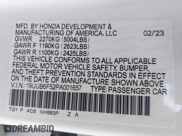 ✅ 2023 Acura TLX w/A-Spec Package • VIN: 19UUB6F52PA001657 • Lot: 42769730. Listed on IAAI with 27,072 mi. Free auction sales archive from the USA and detailed vehicle history report at DreamBid. Image 9.