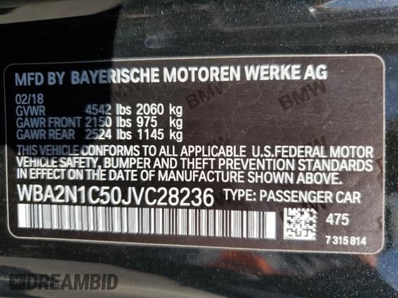 ✅ 2018 BMW 2 Series M240i • VIN: WBA2N1C50JVC28236 • Lot: 80698705. Listed on Copart with 94,069 mi. Free auction sales archive from the USA and detailed vehicle history report at DreamBid. Image 12.