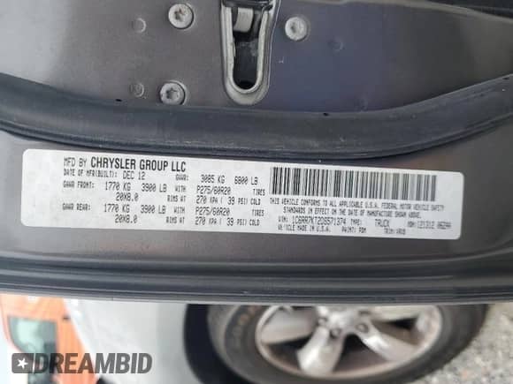 2013 Ram 1500 Express z VIN 1C6RR7KT2DS571374, wystawiony jako Copart lot #83863295 z przebiegiem 71 050 mil mil oraz Szkoda całkowita • Salvage title. Historia ofert i sprzedaży dostępna na DreamBid. Obrazek 12.