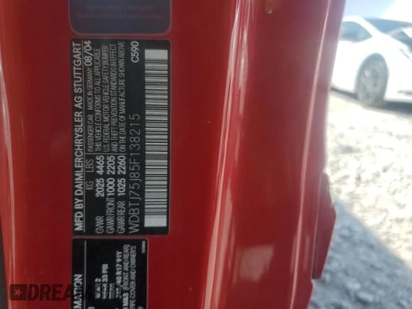 ✅ 2005 Mercedes-Benz CLK 500 • VIN: WDBTJ75J85F138215 • Lot: 68174355. Listed on Copart with Not provided. Free auction sales archive from the USA and detailed vehicle history report at DreamBid. Image 12.