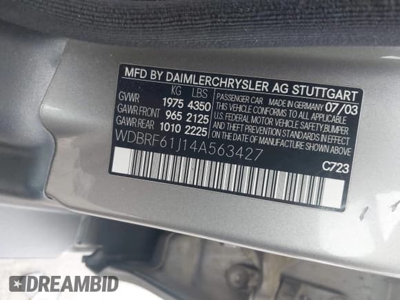 ✅ 2004 Mercedes-Benz C 240 • VIN: WDBRF61J14A563427 • Lot: 42998435. Wystawiony na IAAI z przebiegiem 148 406 mil. Bezpłatny archiwum sprzedaży aukcyjnych z USA i szczegółowy raport historii pojazdu na DreamBid. Zdjęcie 9.