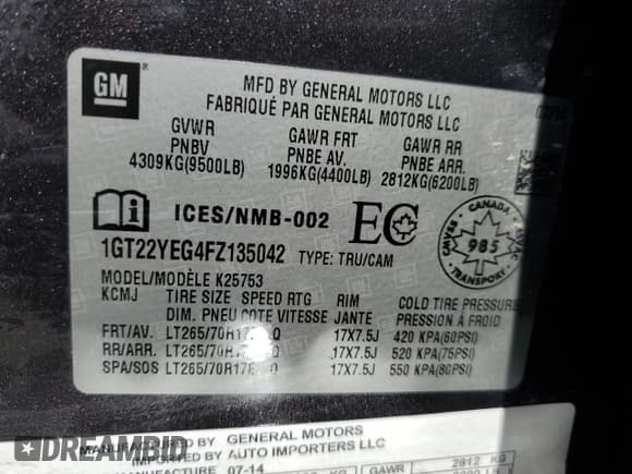 ✅ 2015 GMC Sierra 2500HD SLE • VIN: 1GT22YEG4FZ135042 • Lot: 52338375. Wystawiony na Copart z przebiegiem 237 720 mil. Bezpłatny archiwum sprzedaży aukcyjnych z USA i szczegółowy raport historii pojazdu na DreamBid. Zdjęcie 12.