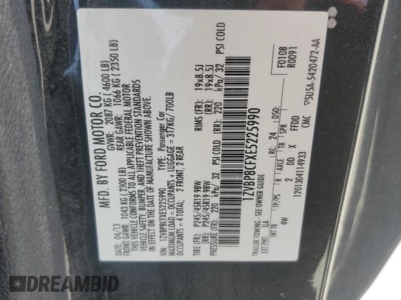 ✅ 2014 Ford Mustang GT • VIN: 1ZVBP8CFXE5225990 • Lot: 55694085. Listed on Copart with 116,477 mi. Free auction sales archive from the USA and detailed vehicle history report at DreamBid. Image 12.