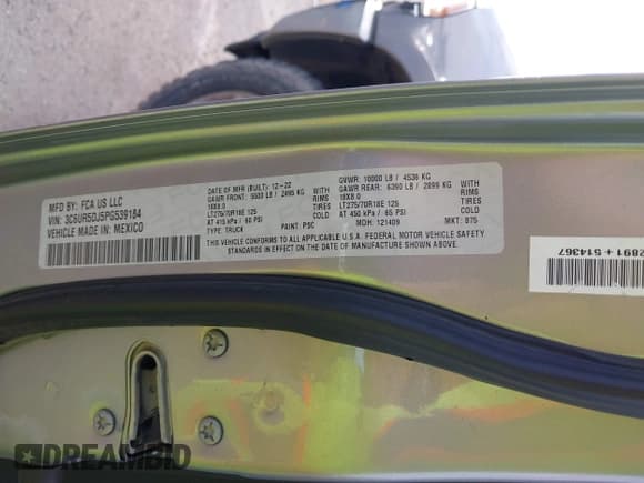 ✅ 2023 Ram 2500 Big Horn • VIN: 3C6UR5DJ5PG539184 • Lot: 43265378. Listed on IAAI with 76,820 mi. Free auction sales archive from the USA and detailed vehicle history report at DreamBid. Image 9.