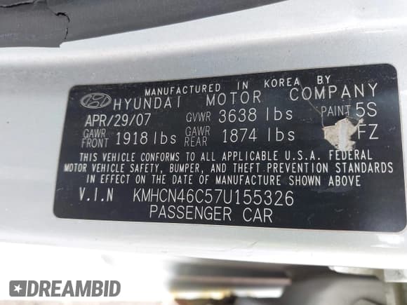 ✅ 2007 Hyundai Accent GLS • VIN: KMHCN46C57U155326 • Лот: 42296898. Опубликован ранее на IAAI с пробегом 112 122 миль. Бесплатный доступ к архиву аукционных продаж из США и подробный отчёт об истории автомобиля на DreamBid. Изображение 9.