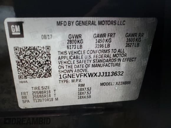 ✅ 2018 Chevrolet Traverse LS • VIN: 1GNEVFKWXJJ113632 • Lot: 78584734. Wystawiony na Copart z przebiegiem 84 904 mil. Bezpłatny archiwum sprzedaży aukcyjnych z USA i szczegółowy raport historii pojazdu na DreamBid. Zdjęcie 11.