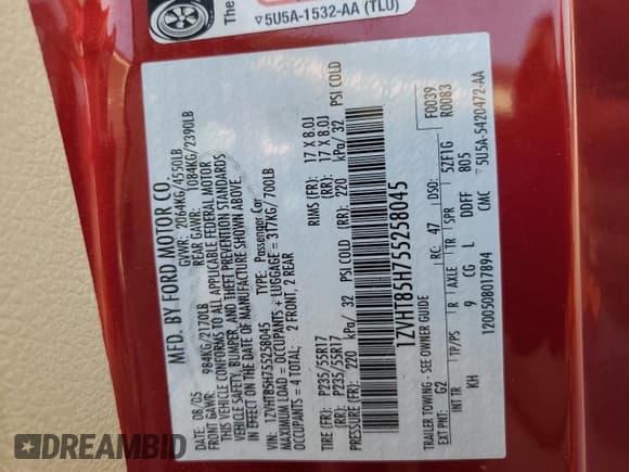 ✅ 2005 Ford Mustang GT Deluxe • VIN: 1ZVHT85H755258045 • Lot: 53802605. Wystawiony na Copart z przebiegiem 121 580 mil. Bezpłatny archiwum sprzedaży aukcyjnych z USA i szczegółowy raport historii pojazdu na DreamBid. Zdjęcie 12.