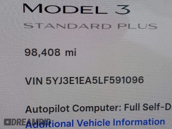 ✅ 2020 Tesla Model 3 Standard Range Plus • VIN: 5YJ3E1EA5LF591096 • Lot: 43591381. Wystawiony na IAAI z przebiegiem 98 408 mil. Bezpłatny archiwum sprzedaży aukcyjnych z USA i szczegółowy raport historii pojazdu na DreamBid. Zdjęcie 9.