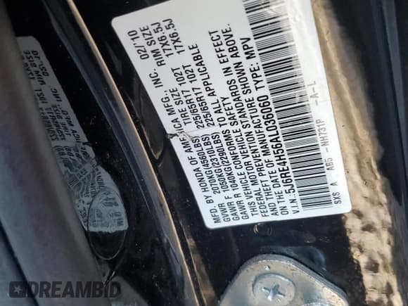 ✅ 2010 Honda CR-V EX • VIN: 5J6RE4H56AL036060 • Lot: 71325965. Wystawiony na Copart z przebiegiem 224 136 mil. Bezpłatny archiwum sprzedaży aukcyjnych z USA i szczegółowy raport historii pojazdu na DreamBid. Zdjęcie 13.