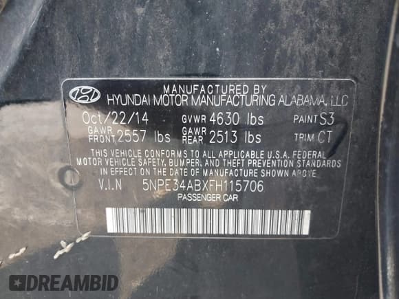 ✅ 2015 Hyundai Sonata Sport • VIN: 5NPE34ABXFH115706 • Лот: 43292547. Опубликован ранее на IAAI с пробегом 145 594 миль. Бесплатный доступ к архиву аукционных продаж из США и подробный отчёт об истории автомобиля на DreamBid. Изображение 9.