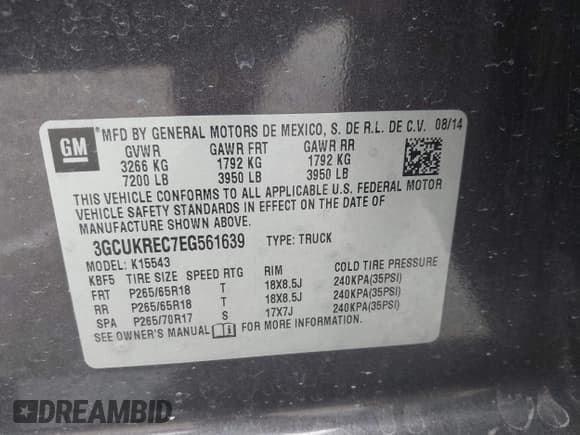 ✅ 2014 Chevrolet Silverado 1500 LT • VIN: 3GCUKREC7EG561639 • Lot: 42020364. Wystawiony na IAAI z przebiegiem 154 785 mil. Bezpłatny archiwum sprzedaży aukcyjnych z USA i szczegółowy raport historii pojazdu na DreamBid. Zdjęcie 9.