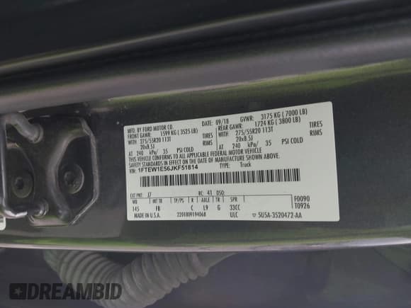 ✅ 2018 Ford F-150 XL • VIN: 1FTEW1E56JKF51814 • Лот: 42206392. Опубликован ранее на IAAI с пробегом 221 665 миль. Бесплатный доступ к архиву аукционных продаж из США и подробный отчёт об истории автомобиля на DreamBid. Изображение 9.