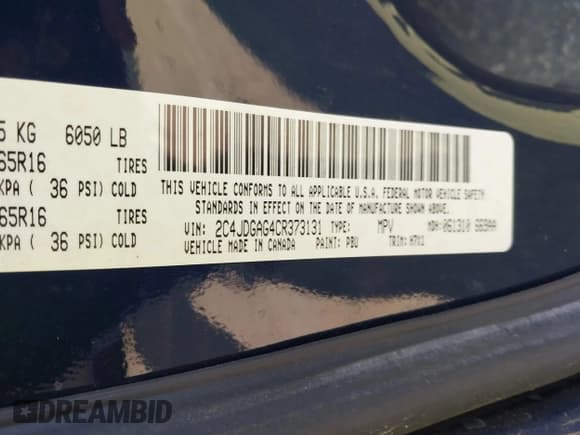 ✅ 2012 Ram Cargo Van • VIN: 2C4JDGAG4CR373131 • Lot: 41621176. Listed on IAAI with 51,346 mi. Free auction sales archive from the USA and detailed vehicle history report at DreamBid. Image 9.