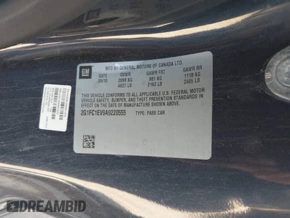 2010 Chevrolet Camaro 2LT с VIN 2G1FC1EV9A9220555, выставлен на аукционе IAAI как лот 43445914 с пробегом 124 783 миль миль и . История ставок и продаж доступна на DreamBid. Изображение 9.