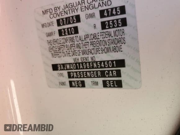 ✅ 2006 Jaguar S-Type 3 • VIN: SAJWA01A96FN54501 • Lot: 74250774. Wystawiony na Copart z przebiegiem Nie podano. Bezpłatny archiwum sprzedaży aukcyjnych z USA i szczegółowy raport historii pojazdu na DreamBid. Zdjęcie 13.
