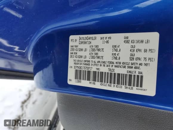 2007 Dodge 3500 Laramie z VIN 3D7MX38C17G759717, wystawiony jako Copart lot #41629965 z przebiegiem 266 267 mil mil oraz Szkoda całkowita • Salvage title. Historia ofert i sprzedaży dostępna na DreamBid. Obrazek 14.