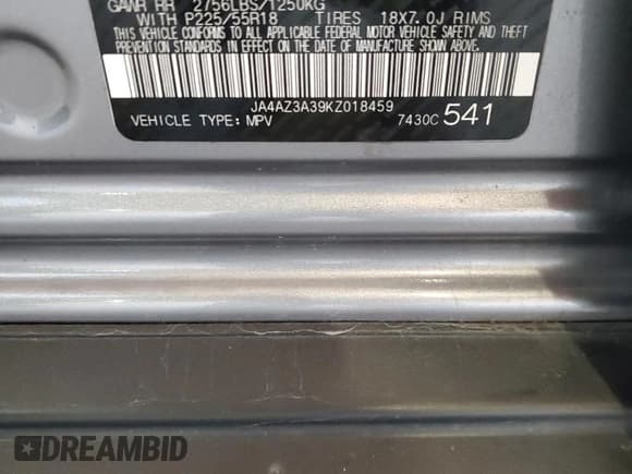 ✅ 2019 Mitsubishi Outlander ES • VIN: JA4AZ3A39KZ018459 • Lot: 87064235. Listed on Copart with 115,113 mi. Free auction sales archive from the USA and detailed vehicle history report at DreamBid. Image 13.