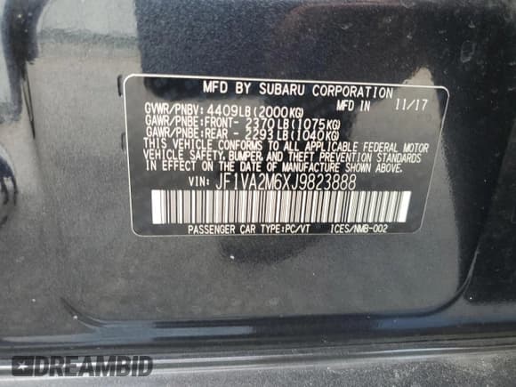 ✅ 2018 Subaru WRX STI • VIN: JF1VA2M6XJ9823888 • Lot: 80836825. Wystawiony na Copart z przebiegiem Nie podano. Bezpłatny archiwum sprzedaży aukcyjnych z USA i szczegółowy raport historii pojazdu na DreamBid. Zdjęcie 12.