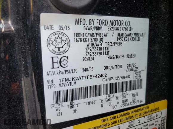 ✅ 2015 Ford Expedition Max Limited • VIN: 1FMJK2AT7FEF42402 • Lot: 68181625. Wystawiony na Copart z przebiegiem 119 629 mil. Bezpłatny archiwum sprzedaży aukcyjnych z USA i szczegółowy raport historii pojazdu na DreamBid. Zdjęcie 14.