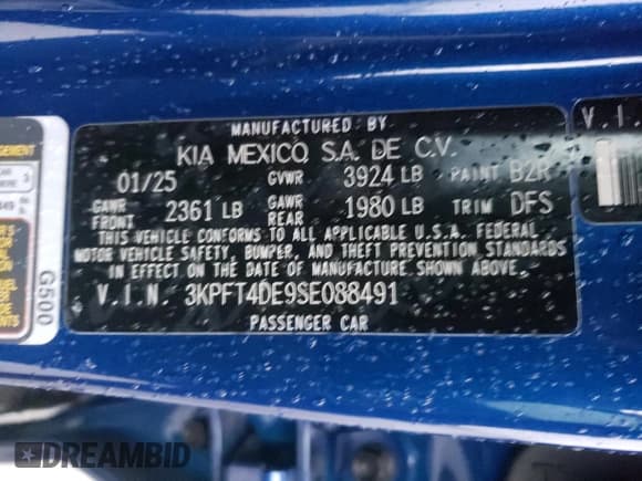 ✅ 2025 Kia K4 LXS • VIN: 3KPFT4DE9SE088491 • Lot: 81883675. Wystawiony na Copart z przebiegiem 5 847 mil. Bezpłatny archiwum sprzedaży aukcyjnych z USA i szczegółowy raport historii pojazdu na DreamBid. Zdjęcie 12.