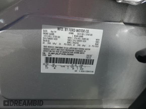 ✅ 2019 Lincoln Nautilus Reserve • VIN: 2LMPJ6LP1KBL50990 • Lot: 69210645. Listed on Copart with 65,309 mi. Free auction sales archive from the USA and detailed vehicle history report at DreamBid. Image 12.