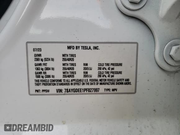 ✅ 2023 Tesla Model Y Long Range • VIN: 7SAYGDEE1PF827997 • Лот: 90992585. Опубликован ранее на Copart с пробегом 32 162 миль. Бесплатный доступ к архиву аукционных продаж из США и подробный отчёт об истории автомобиля на DreamBid. Изображение 13.