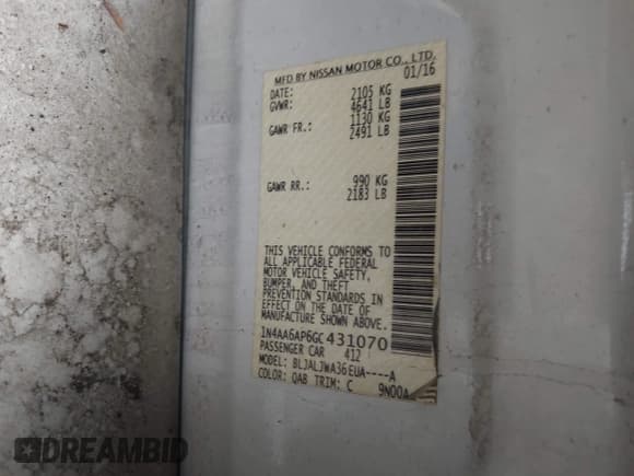 ✅ 2016 Nissan Maxima SL • VIN: 1N4AA6AP6GC431070 • Lot: 42003568. Wystawiony na IAAI z przebiegiem 99 748 mil. Bezpłatny archiwum sprzedaży aukcyjnych z USA i szczegółowy raport historii pojazdu na DreamBid. Zdjęcie 9.