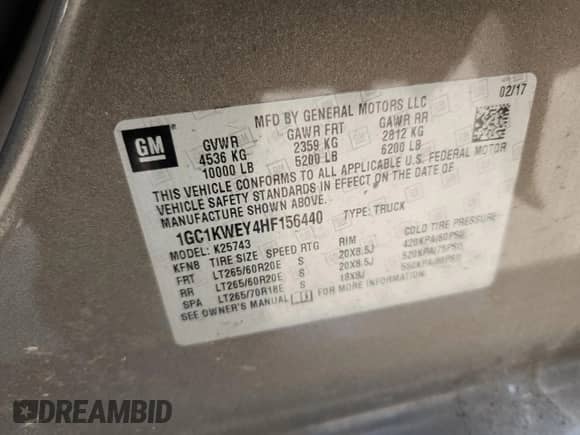 2017 Chevrolet Silverado 2500HD LTZ с VIN 1GC1KWEY4HF156440, выставлен на аукционе Copart как лот 71732905 с пробегом 180 327 миль миль и Списание • Salvage title. История ставок и продаж доступна на DreamBid. Изображение 12.