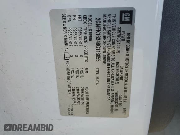 ✅ 2008 Chevrolet Suburban 2LT • VIN: 3GNFK16348G113055 • Lot: 89560455. Listed on Copart with 232,816 mi. Free auction sales archive from the USA and detailed vehicle history report at DreamBid. Image 13.