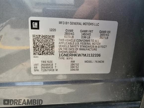 ✅ 2021 Chevrolet Traverse LT • VIN: 1GNERHKW7MJ132336 • Lot: 61870025. Wystawiony na Copart z przebiegiem 60 637 mil. Bezpłatny archiwum sprzedaży aukcyjnych z USA i szczegółowy raport historii pojazdu na DreamBid. Zdjęcie 12.