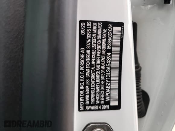 ✅ 2020 Porsche Taycan 4S • VIN: WP0AB2Y13LSA54394 • Лот: 39589094. Опубликован ранее на Copart с пробегом 18 656 миль. Бесплатный доступ к архиву аукционных продаж из США и подробный отчёт об истории автомобиля на DreamBid. Изображение 13.
